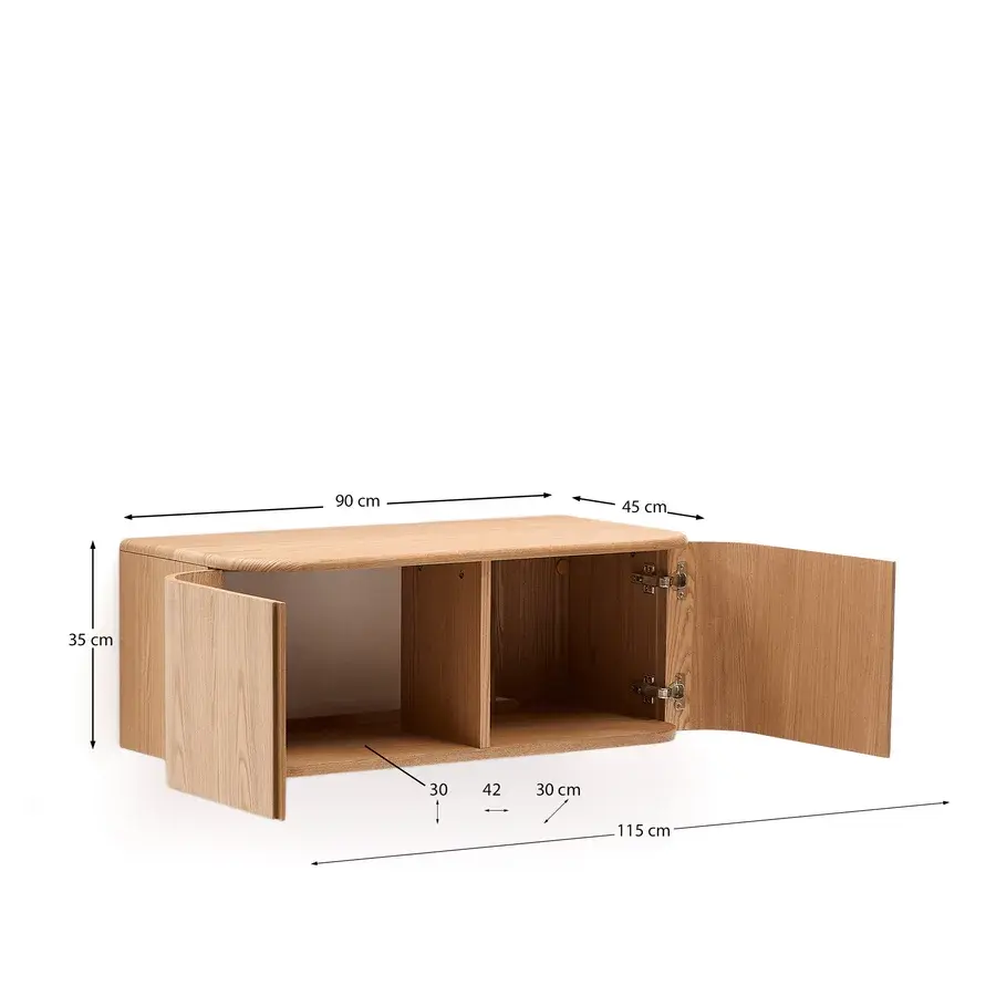 KAVE HOME Salaya badeværelsesskab, med 2 soft close låger - natur askelamineret krydsfiner (90x45) hos BOBO Online